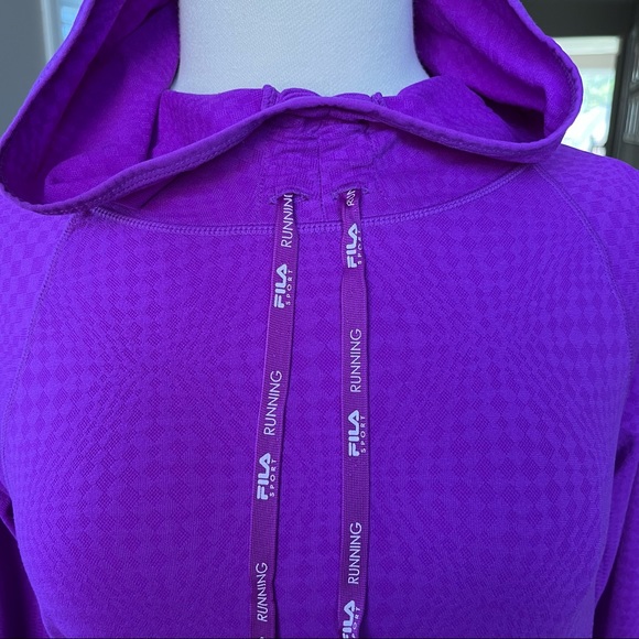 Fila Hoodie Sport Running Sweatshirt Athletic Sporty Purple Large - Picture 3 of 14